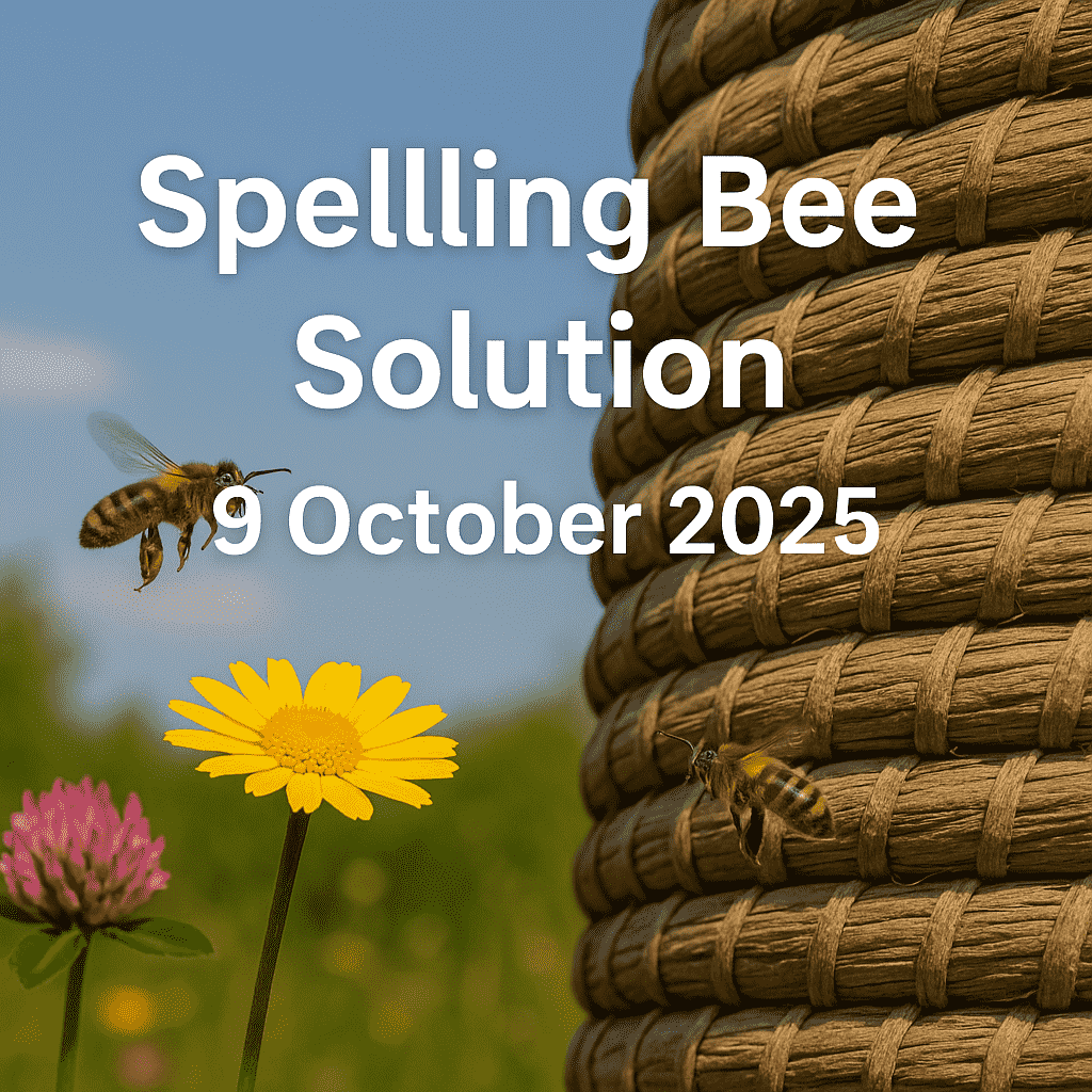 Today’s Spelling Bee Word Bank & Pangram – 9 October 2025