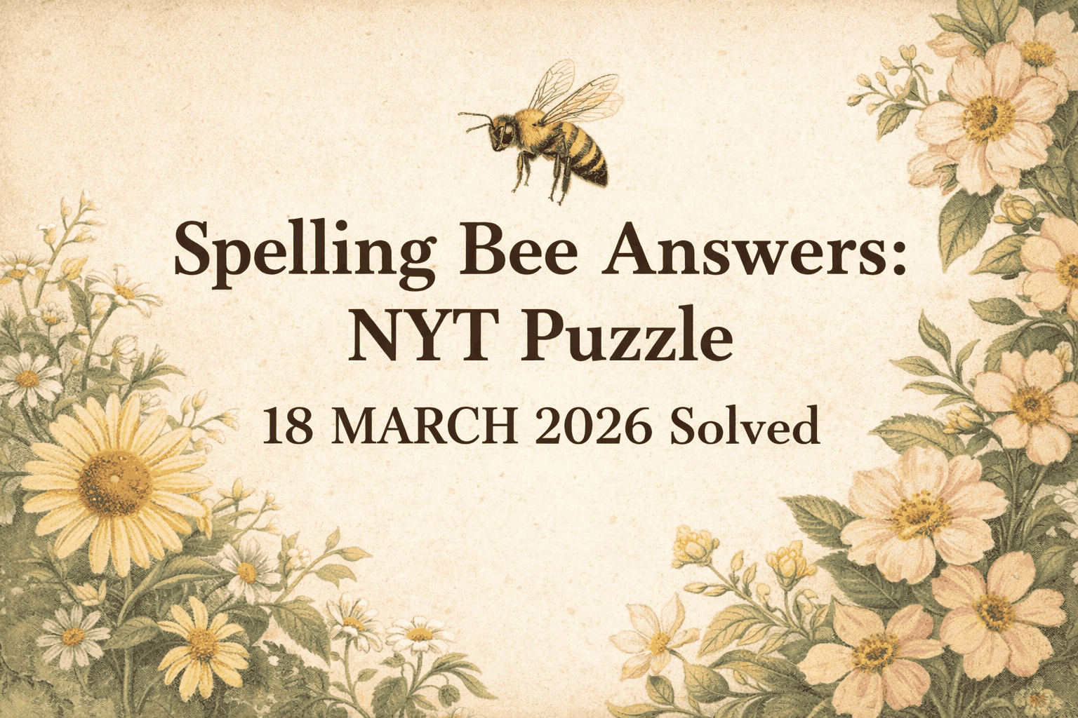 Spelling Bee Answers: NYT Puzzle 18 MARCH 2026 Solved