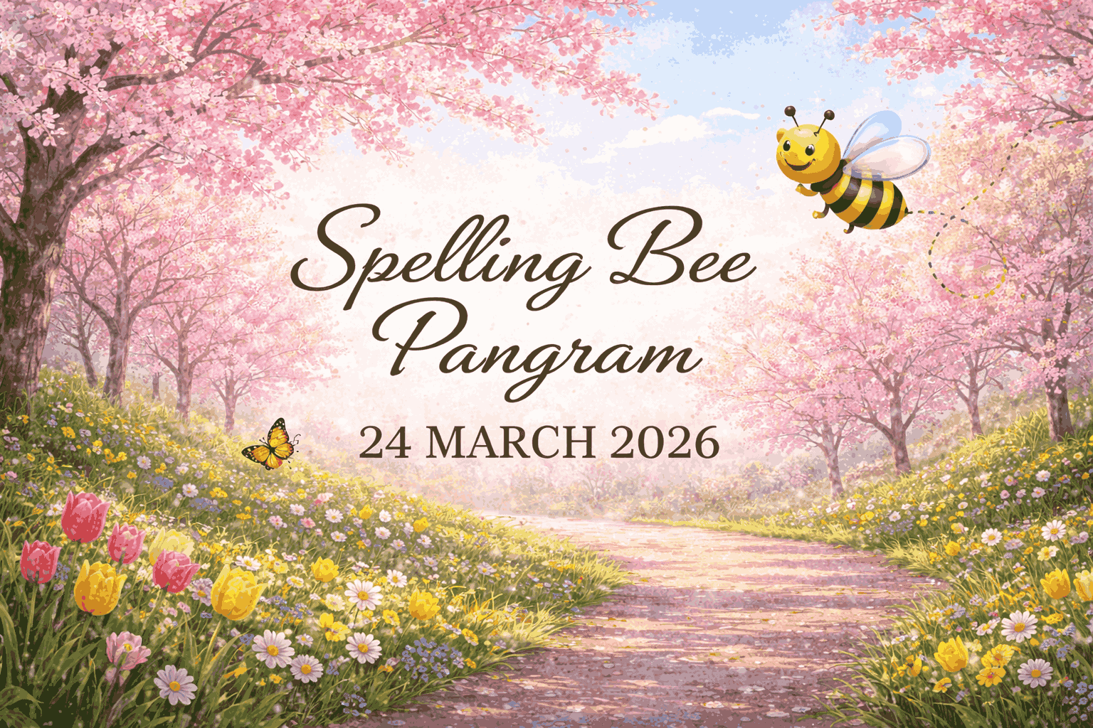 Spelling Bee Word List & Pangram for 24 MARCH 2026