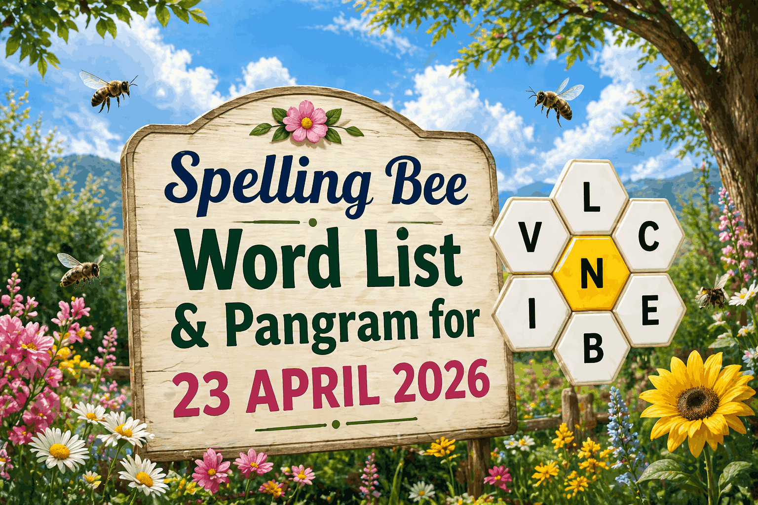 Spelling Bee Word List & Pangram for 23 APRIL 2026