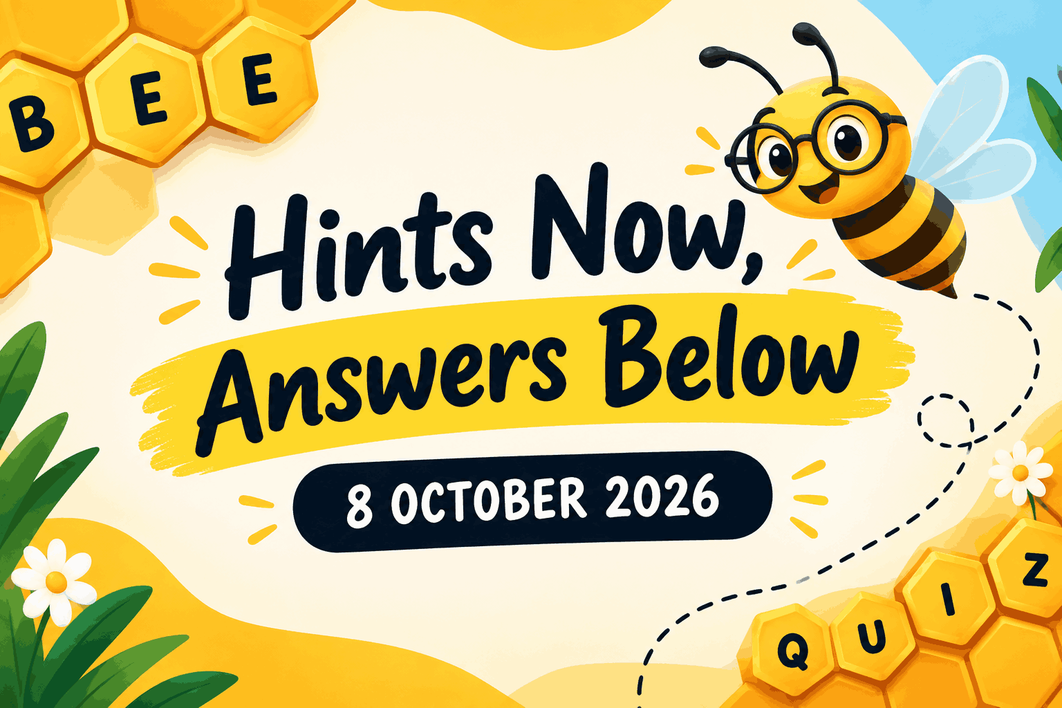 Hints Now, Answers Below – NYT Bee 8 October 2026